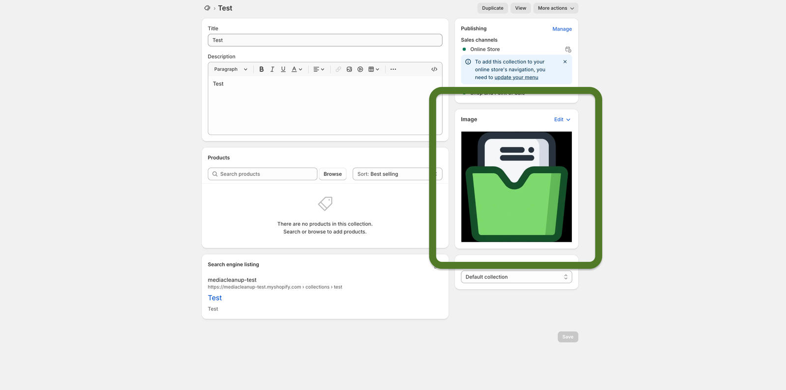 Collection featured image in Shopify admin